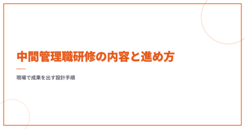 中間管理職研修の内容と進め方｜現場で成果を出す設計手順