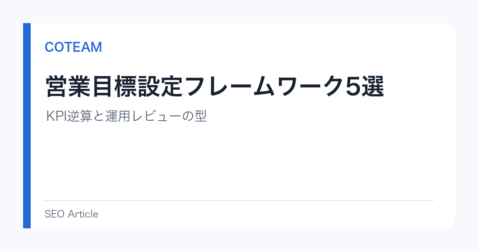 営業目標設定フレームワーク5選｜KPI逆算と運用レビューの型