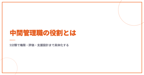 中間管理職の役割とは｜5分類で権限・評価・支援設計まで具体化する